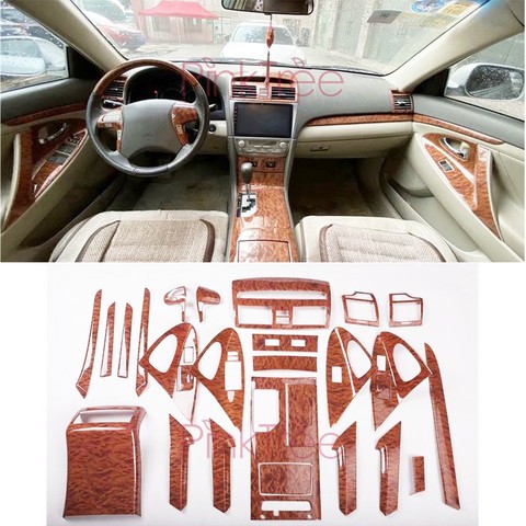 27 pièces en bois couleur garniture panneau couverture paquet autocollant intérieur voiture décoration accessoires pour Toyota Camry 2006- 2011 ► Photo 1/5