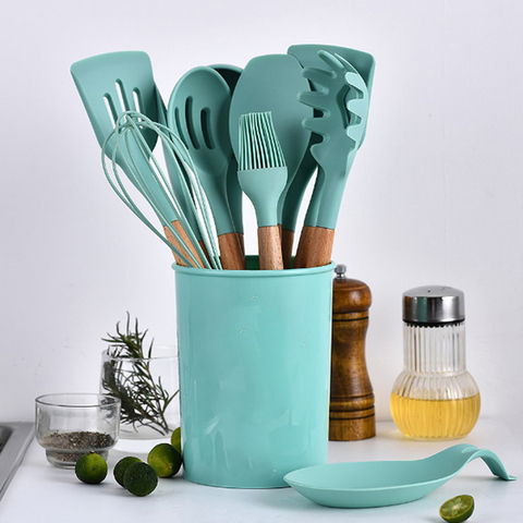 Cuillère à soupe en bois Silicone | Cuillère à soupe, spatule brosse, racloir à pâtes, serveur batteur à œufs, outils de cuisine, ustensiles de cuisine ► Photo 1/6