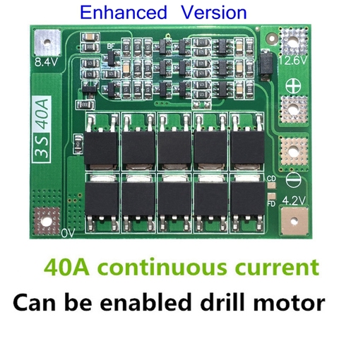 Carte de Protection BMS de chargeur de batterie au Lithium Li-ion 3S 40a, PCB pour moteur de perceuse, Module de cellule Lipo 11.1V 12.6V ► Photo 1/3