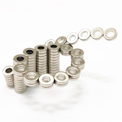 NdFeB Magnet Ring Dia. Lot de 10 aimants puissants N45H 12x6x3mm en néodyme à base de terres rares ► Photo 1/6