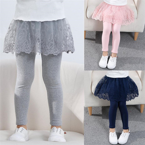 2022 coton bébé filles Leggings dentelle princesse jupe-pantalon printemps automne enfants jupe mince pantalon pour 2-7 ans enfants vêtements ► Photo 1/6