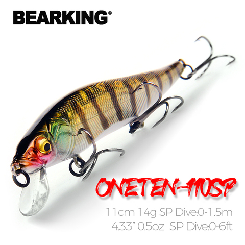 Bearking-leurre méné professionnel de qualité supérieure, appât artificiel idéal pour la pêche en forme de Wobbler, jerkbait, idéal pour les prédateurs, 11cm, 14g, 1.5m ► Photo 1/6