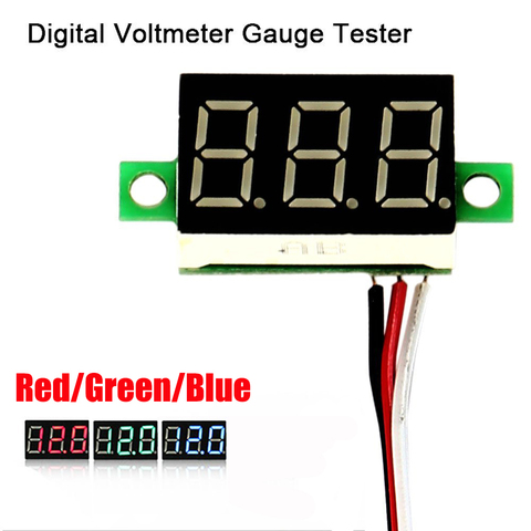 0.36 pouces Mini affichage numérique voltmètre ampèremètre 3 fils DC 0-30V détecteur de tension cc rouge/vert/bleu ► Photo 1/6