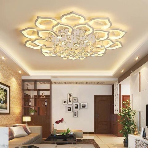 Plafonnier LED en cristal au design moderne, éclairage d'intérieur, luminaire décoratif de plafond, idéal pour un salon, une chambre à coucher ou une cuisine ► Photo 1/6