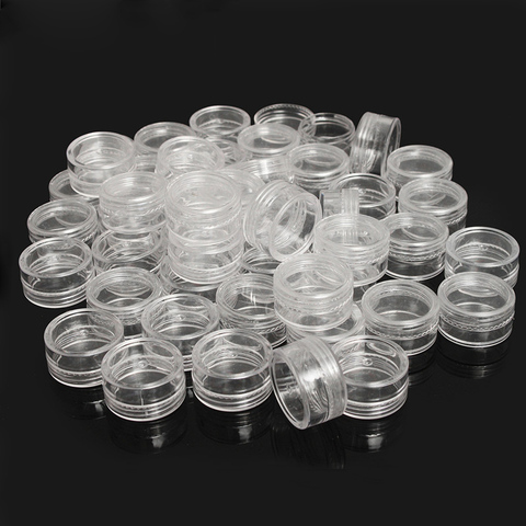 50 pièces 2.5ML clair en plastique bijoux perle boîte de rangement petit récipient rond pots maquillage organisateur boîtes cosmétique Portable boîte ► Photo 1/4