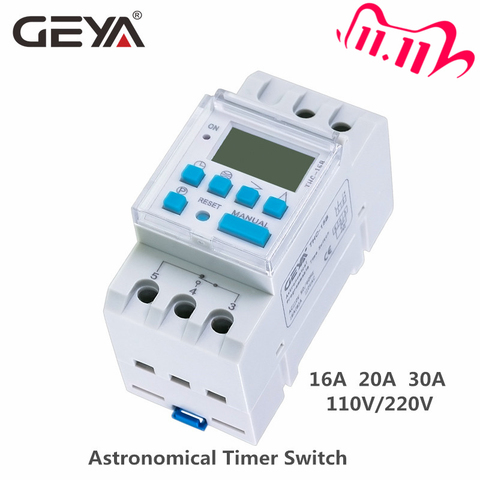 GEYA THC minuterie astronomique interrupteur LCD affichage 16A 20A 30A contrôle de synchronisation Latitude commutateur 110V 220V ► Photo 1/6