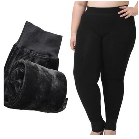 Legging d'hiver femmes velours Legging grande taille pantalon noir grand garder épais chaud taille haute pantalon ► Photo 1/6