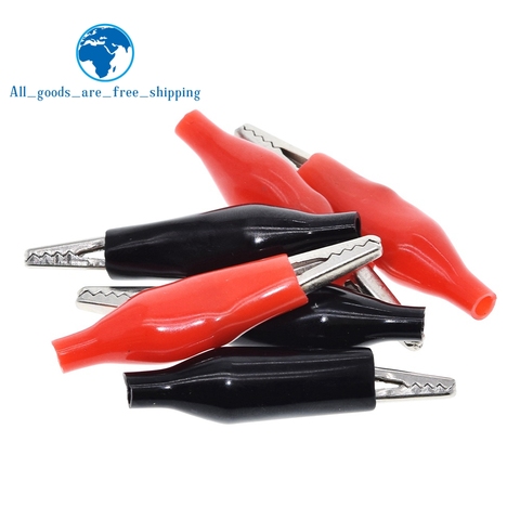 Pince électrique Crocodile G98 de pince Crocodile en métal de 10 pcs/lot 28MM pour tester le mètre de sonde noir et rouge avec la botte en plastique évaluée ► Photo 1/6