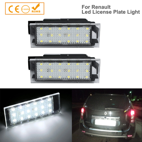 Luminaire de style de voiture plaque d'immatriculation LED, pour Renault Megane 2 Clio Laguna 2 Megane 3 Twingo Master Vel Satis Opel Movano, 2 pièces ► Photo 1/6