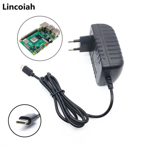 Lincoiah – chargeur d'alimentation, adaptateur AC/DC 5 V 3A PSU USB Type C 5 V Volt 3000ma pour Raspberry Pi 4 modèle B 1 go 2 go 4 go Kit ► Photo 1/2