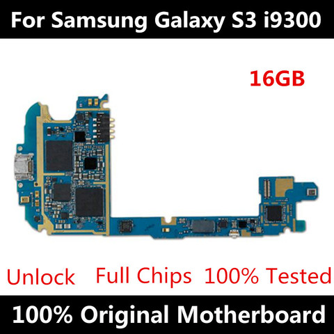 Pour Samsung Galaxy S3 i9300 carte mère 16GB déverrouillée complète carte mère avec puces système d'exploitation Android carte mère ► Photo 1/1