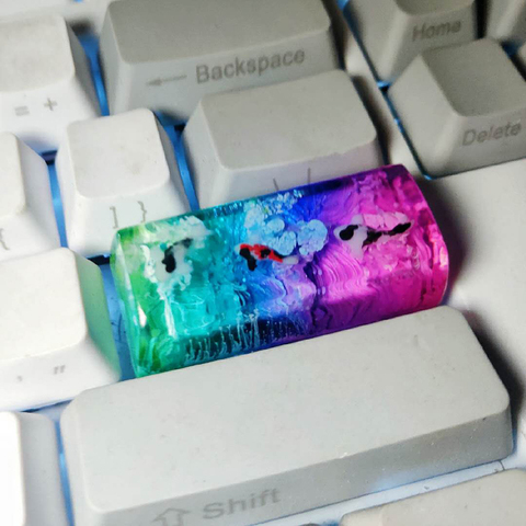 Les claviers de résine de Backspace de Koi de paysage pour le commutateur de Cherry Mx les Keycaps mécaniques de clavier de jeu remplacent les Keycaps faits main ► Photo 1/6