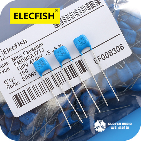 ElecFish – condensateur militaire en Mica argenté, 10 pièces, MBL 10pf ~ 220pf 100V 5% P5mm, CMDB2A 12pF 22pF 47pF 51pF 68pF 91pF 100pF ► Photo 1/6