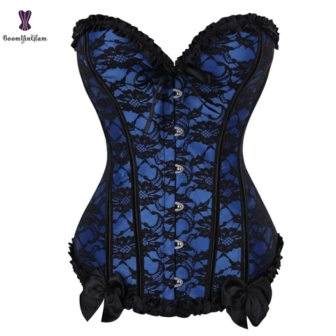 Corset Sexy pour femmes, surbuste, Corset Bustier gothique, désossé, avec dentelle, superposition, tenue, grande taille 6XL ► Photo 1/6