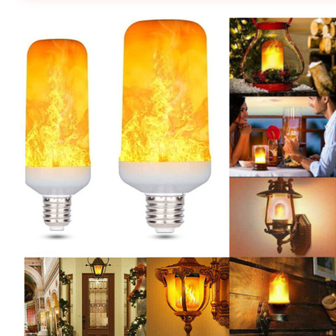 2022 nouveau LED dynamique effet de flamme feu ampoule E27 B22 E14 LED ampoule de maïs créatif scintillement émulation 12W lampe à LED éclairage ► Photo 1/6