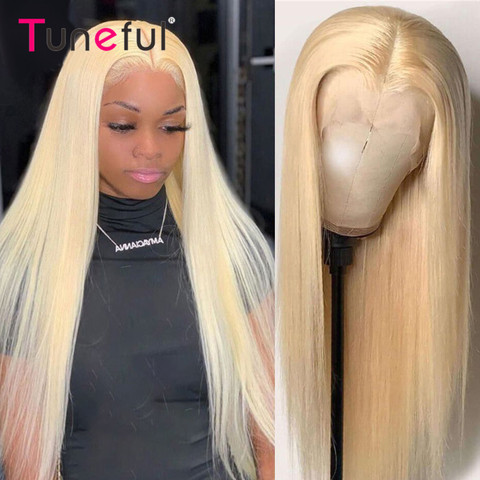 Perruque Lace Closure wig Remy brésilienne naturelle lisse, blond 613, 4x4, 28 30 pouces, 150% ► Photo 1/6