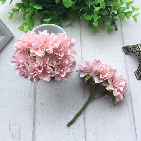 6 pièces étamine de soie artificielle Bouquet de fleurs décoration de fête de mariage bricolage à la main couronne cadeau Scrapbooking artisanat fausses fleurs ► Photo 1/6