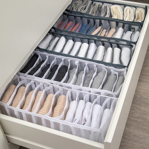 Dortoir placard organisateur pour chaussettes maison séparé boîte de rangement lingerie 7 grilles soutien-gorge organisateur pliable tiroir organisateur ► Photo 1/6