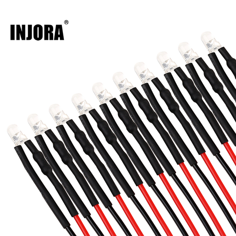 INJORA-pièces pour bricolage de voiture, 10 pièces, 5 couleurs, 12V lumière LED 3mm 5mm lumière LED, pour chenille RC traxx10 D90 Tamiya MST ► Photo 1/6