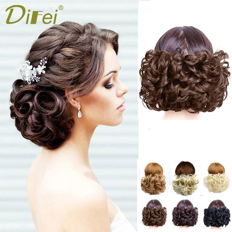 DIFEI – Chignon en filet élastique pour femmes, postiche bouclée avec Extensions de cheveux synthétiques, postiche à Clip ► Photo 1/6