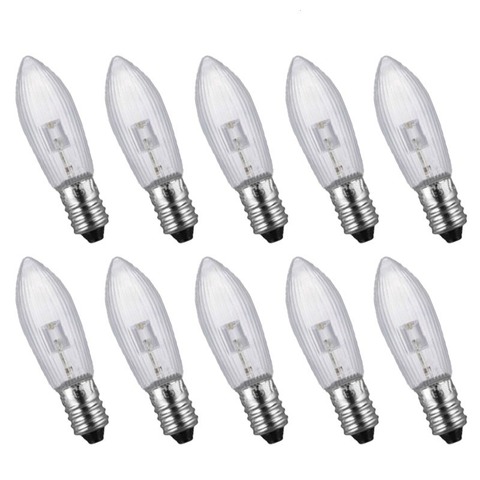 Ampoules LED de remplacement E10, 10 pièces/paquet, bougie supérieure, lampe féerique de noël, 10V-55V AC, blanc chaud, décorations de noël, vente en gros ► Photo 1/6