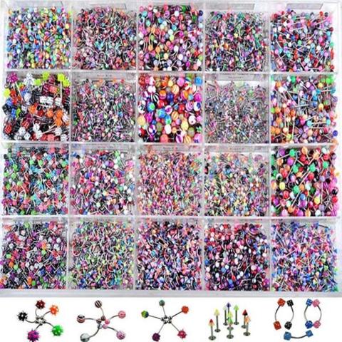 Lot de 110 piercings multicolores pour hommes et femmes, bijoux mixtes, lèvres, sourcils, ventre, langue, anneau, Sexy, Vintage, Piercing corporel ► Photo 1/2