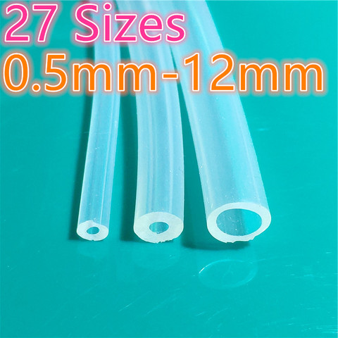 1 mètre 27 tailles 0.5mm à 12mm de qualité alimentaire Tube en Silicone Transparent tuyau en caoutchouc tuyau d'eau gaz livraison directe livraison gratuite ► Photo 1/2