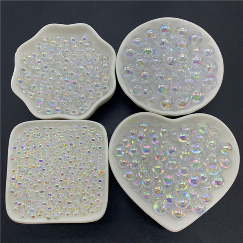 Perles en acrylique de forme ronde, pour la fabrication de bijoux, 4mm, 5mm, 6mm, 8mm, 10mm, ABS ► Photo 1/5