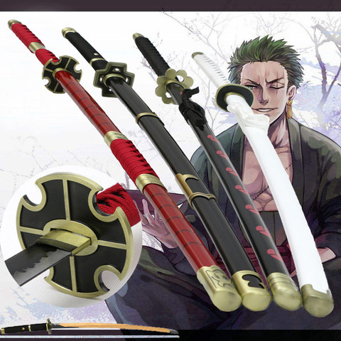 Cosplay une pièce Roronoa Zoro trois-couteau fantôme coupe Ver He Dao Katana jeu de rôle Sauron Halloween arme épée 100cm accessoire en bois ► Photo 1/6