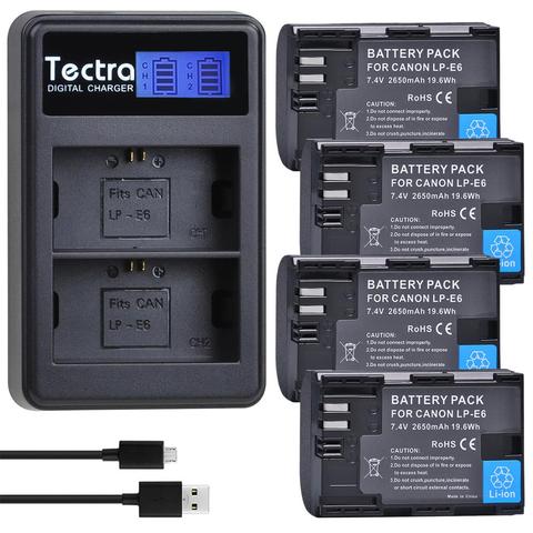 Batterie 2650mAh 4 pièces LP-E6 lp-e6n pour Canon EOS 5D Mark IV 5D2 5DS R Mark II III 3 6D 60D 60Da 7D 7DII + chargeur + boîtier de batterie LPE6 ► Photo 1/6