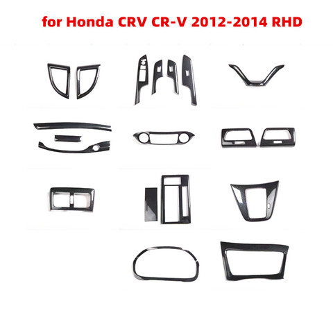 Pour Honda CRV 2012 2013 2014 RHD accessoires voiture autocollants Imitation Fiber de carbone sortie direction Whee Air Console centrale panneau ► Photo 1/6