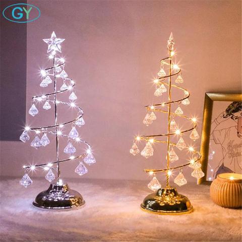 Or chaud blanc argent blanc froid LED lampe de Table, alimenté par batterie fil de cuivre chevet bureau veilleuse, lampe de décor d'arbre de noël ► Photo 1/6