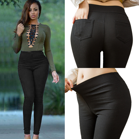 Grande taille femmes crayon pantalon coton pantalon 2022 nouveau poche pantalon Slim jegging Denim Slim ► Photo 1/6