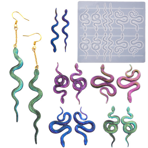 Populaire serpent boucles d'oreilles bricolage cristal époxy Silicone moule porte-clés Silicone moule bricolage UV résine moules ► Photo 1/6