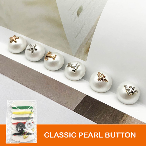 Boutons ronds en perles, 6 pièces, pour T-shirt, vêtements, poignée de décoration, bricolage ► Photo 1/5