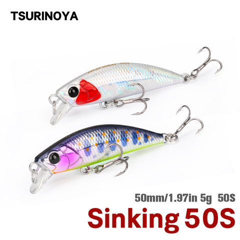 TSURINOYA – leurre méné rigide coulant 50S, appât artificiel idéal pour la pêche à la truite ou au brochet, Crankbait, nouveau modèle, 5cm, 5g ► Photo 1/1