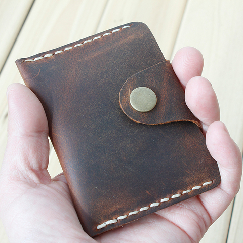 Hommes minimaliste portefeuille pour cartes de crédit en cuir véritable Id crédit Porte-Carte Porte Carte hommes Mini portefeuille pour cartes peau de vache ► Photo 1/6