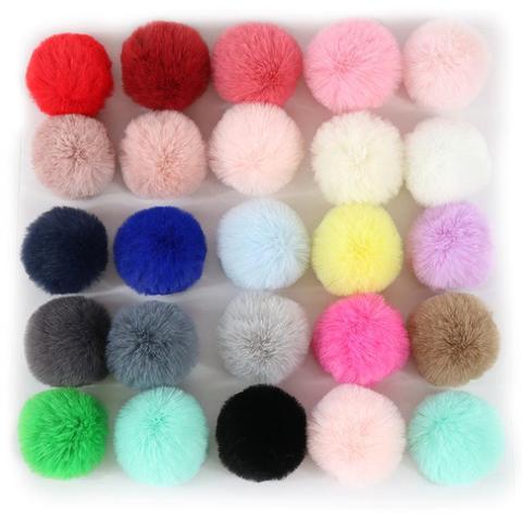 Porte-clés en fourrure de lapin, 22 couleurs, Pompon 4cm, imitation de voiture, vêtements, bricolage, sac, boucle d'oreille, décoration ► Photo 1/6