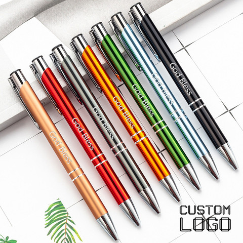 Stylo à bille avec LOGO gravé au Laser 5 pièces, nouveau stylo de personnalité, cadeau personnalisé avec votre texte gratuit, fournitures de bureau scolaires ► Photo 1/6