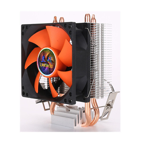 Ventilateur de refroidissement pour ordinateur, pour LGA 775/1155/1156 AMD AM2 AMD3, 8cm, 2 caloducs ► Photo 1/4