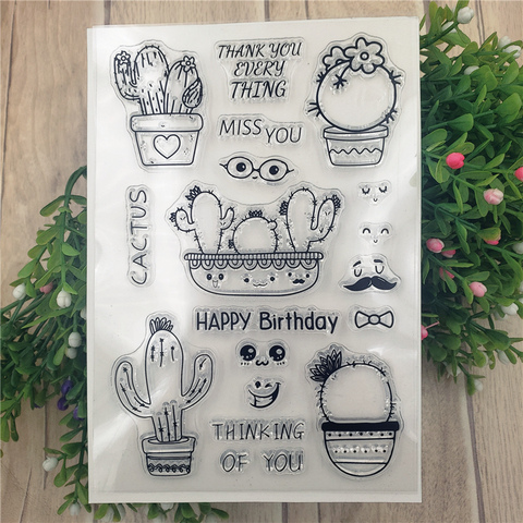 Scrapbook décoratif pour personnalisation Cactus, fabrication de cartes Album Photo, bricolage, cartes d'album Photo, tampon en caoutchouc Silicone Transparent ► Photo 1/6