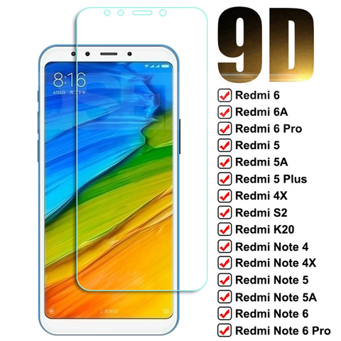 Protecteur d'écran 9D pour Xiaomi, Film en verre trempé pour Redmi 5 Plus 6 6A 5A 4X S2 Note 4 4X 5 5A 6 Pro ► Photo 1/6