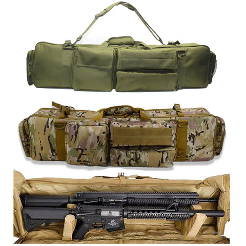 Sac de pistolet tactique militaire sac à dos Double fusil pour scie M249 M4A1 M16 AR15 Airsoft étui de Protection de carabine avec bandoulière ► Photo 1/6