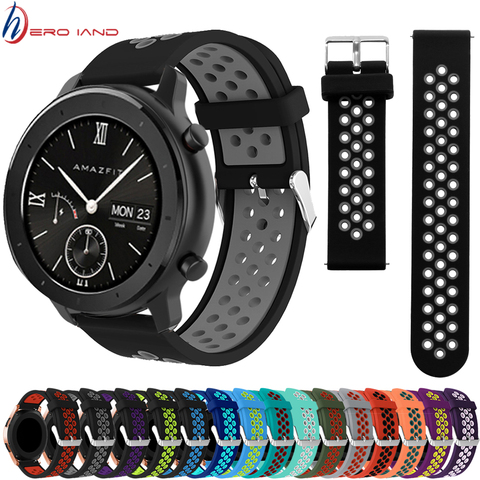 22MM 20MM Bracelet en Silicone Bracelet de montre pour Xiaomi Huami Amazfit GTR 47MM 42MM GTS Bracelet intelligent coloré Bracelet de remplacement ► Photo 1/6