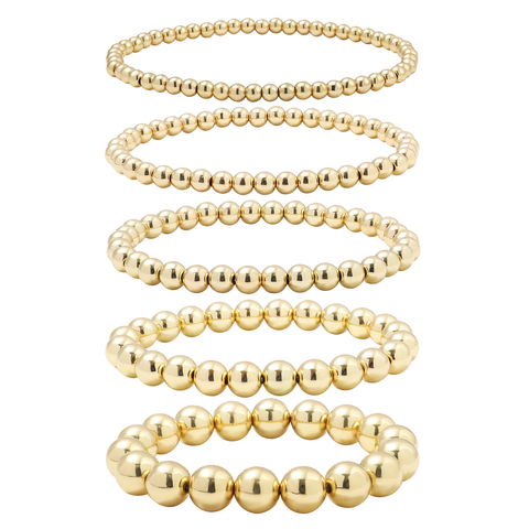 Bracelets de perles couleur or pour femmes, nouvelle mode, grandes perles rondes, chaîne, breloques, fait à la main, pile, offre spéciale ► Photo 1/6
