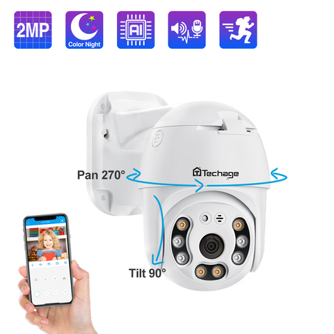 Techage 1080P 5MP POE PTZ caméra IP détection humaine bidirectionnelle Audio AI sécurité caméra de vidéosurveillance ONVIF P2P vidéo Surveillance TF carte ► Photo 1/6