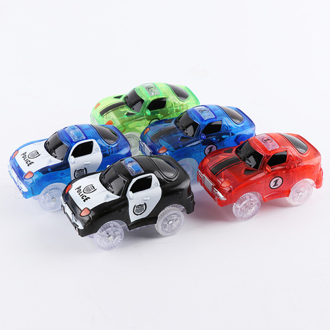 5.4cm électronique magique LED voiture jouets avec clignotant lumières jouets éducatifs électronique lueur voiture lumières brillant course jouet ► Photo 1/6