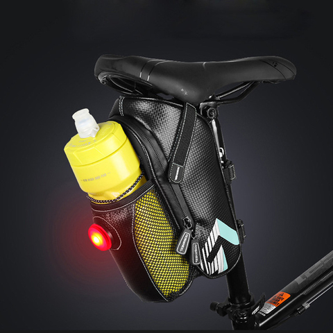 Sac de selle de vélo avec poche pour bouteille d'eau, étanche, pour vtt, arrière, accessoires de cyclisme ► Photo 1/6