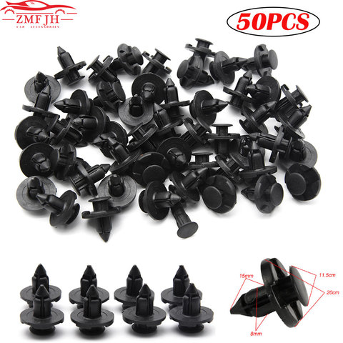 Clip de fixation pour pare-choc automobile, trou de 8mm, 50 pièces, Rivet, support, Push, couvercle de moteur, panneau de garniture de porte de voiture pour Nissan ► Photo 1/6