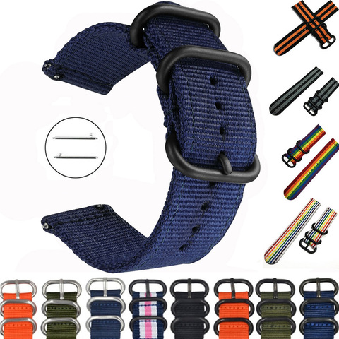 20mm 22mm bracelet de montre pour Samsung Galaxy montre 46mm 42mm Active2 Active1 Gear S3 frontière sport nylon otan bracelet ► Photo 1/6